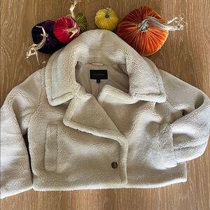 Banana Republic Off-White Sherpa Jacket cropped Teddy coat
